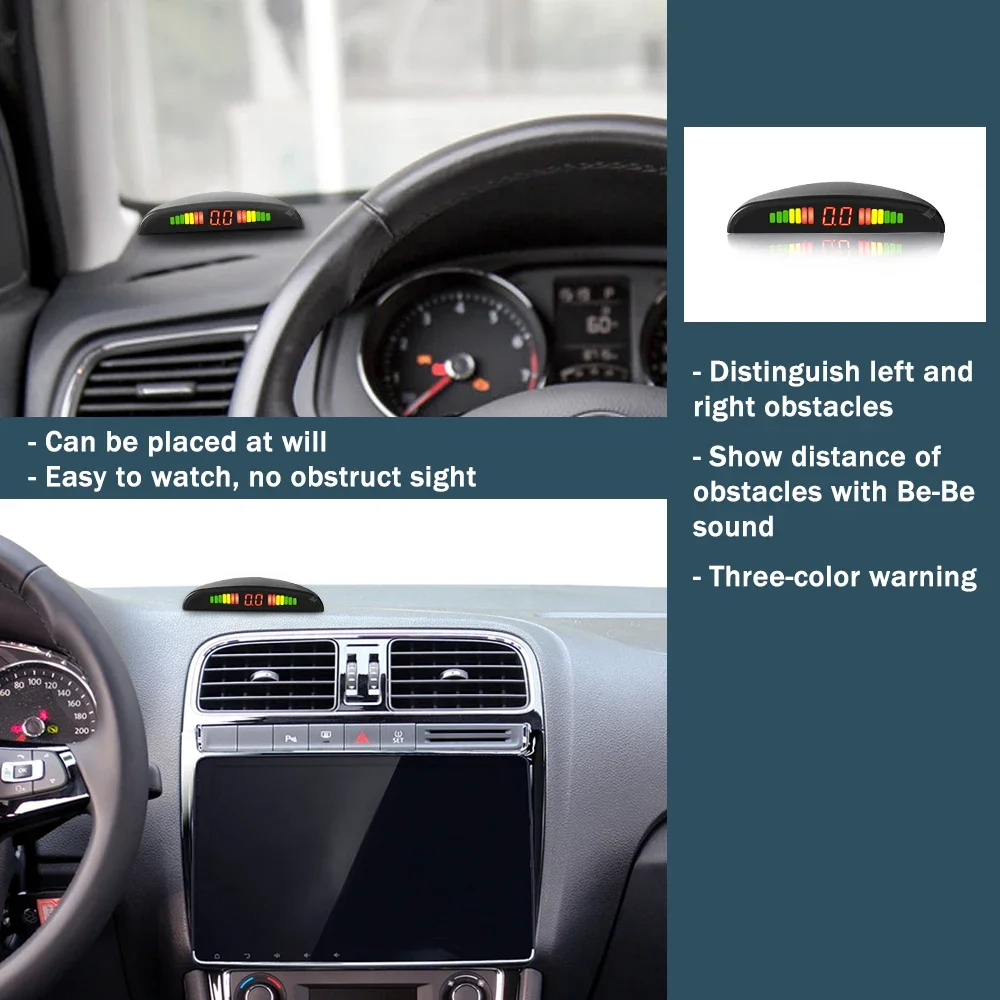 Kmind Car Rear Parking Sensor Kit System 4 Reversing Radar Sensors 12V 22mm Reverse Monitor LED ScreenSound Alert Indicator thumbnail 2