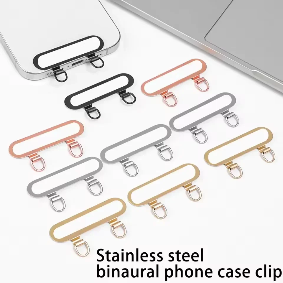 New Ultra Thin Metal Phone Lanyard Gasket Patch Stainless Steel Sturdy Hanging Cord Clips Accessories Cellphone Safety Connecter thumbnail 2