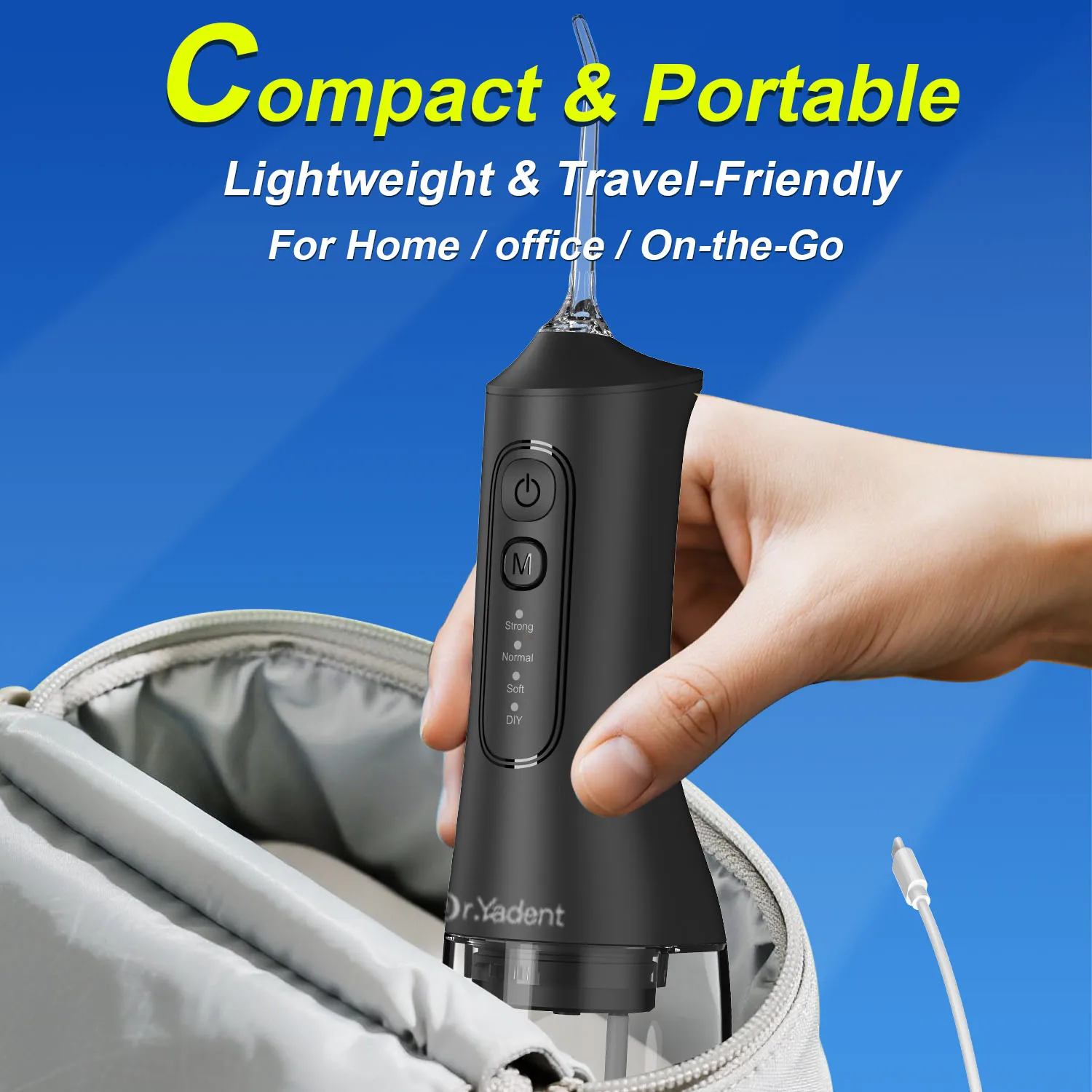 Dr.Yadent YD06 Cordless Oral Irrigator WaterFlosser 300ML Portable Water Jet USB-C Fast Charge 7 Nozzles 4 Modes IPX7 Waterproof thumbnail 5