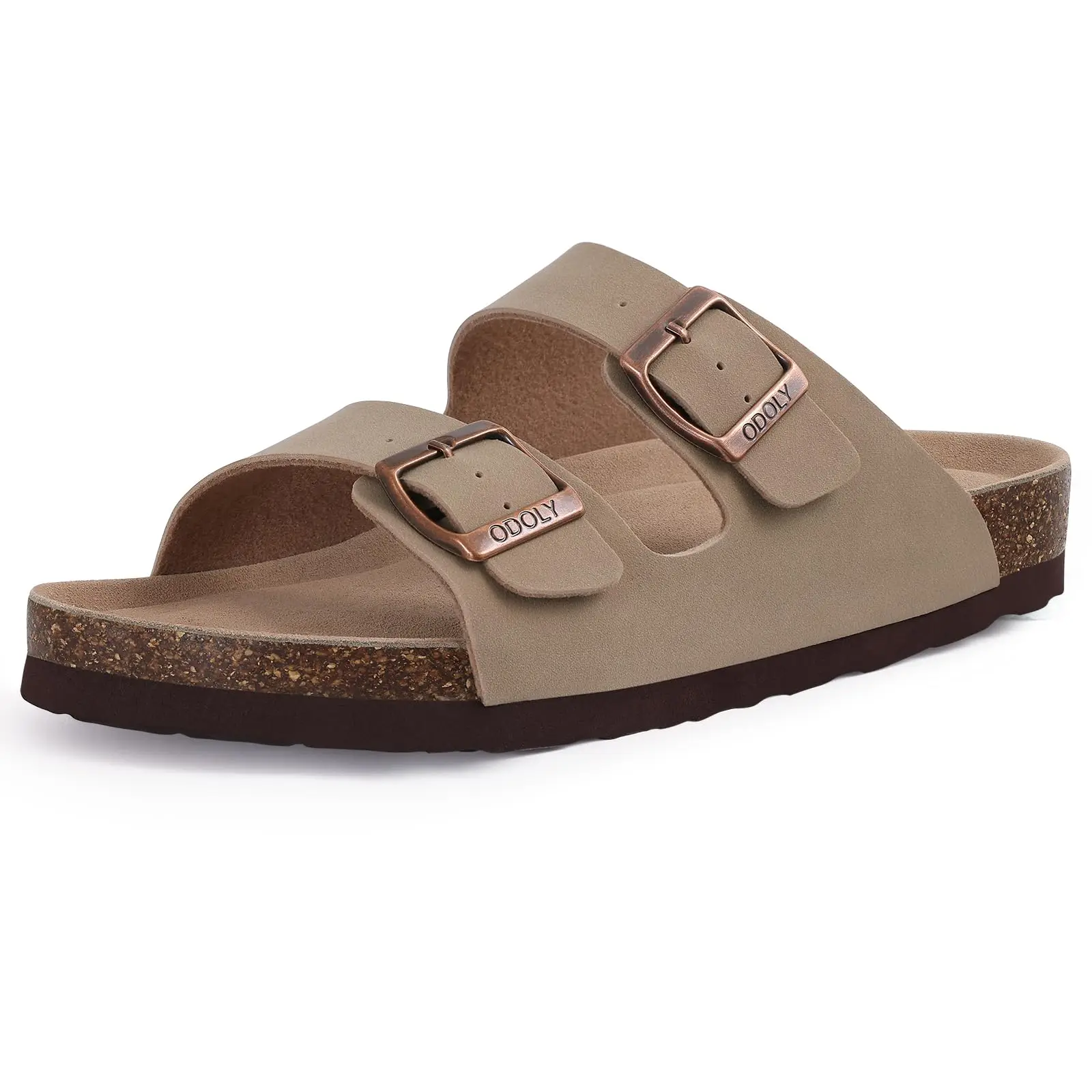 Shevalues Men Classic Leather Sandals Fashion Double Outdoor Beach Shoes Comfort Unisex Cork Footbed Slippers With Arch Support thumbnail 3
