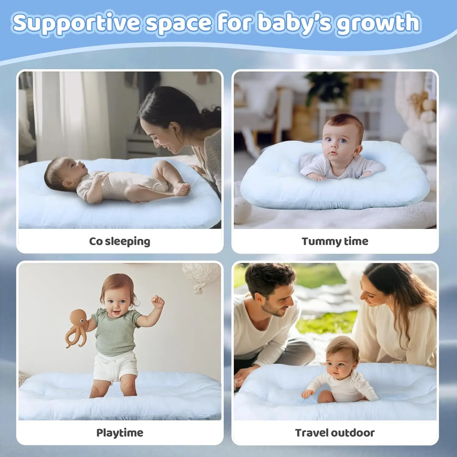 Newborn Folding Sleeping Baby Crib Nest Lounger Portable Bassinet Travel Bed Bassinet Bumper thumbnail 5