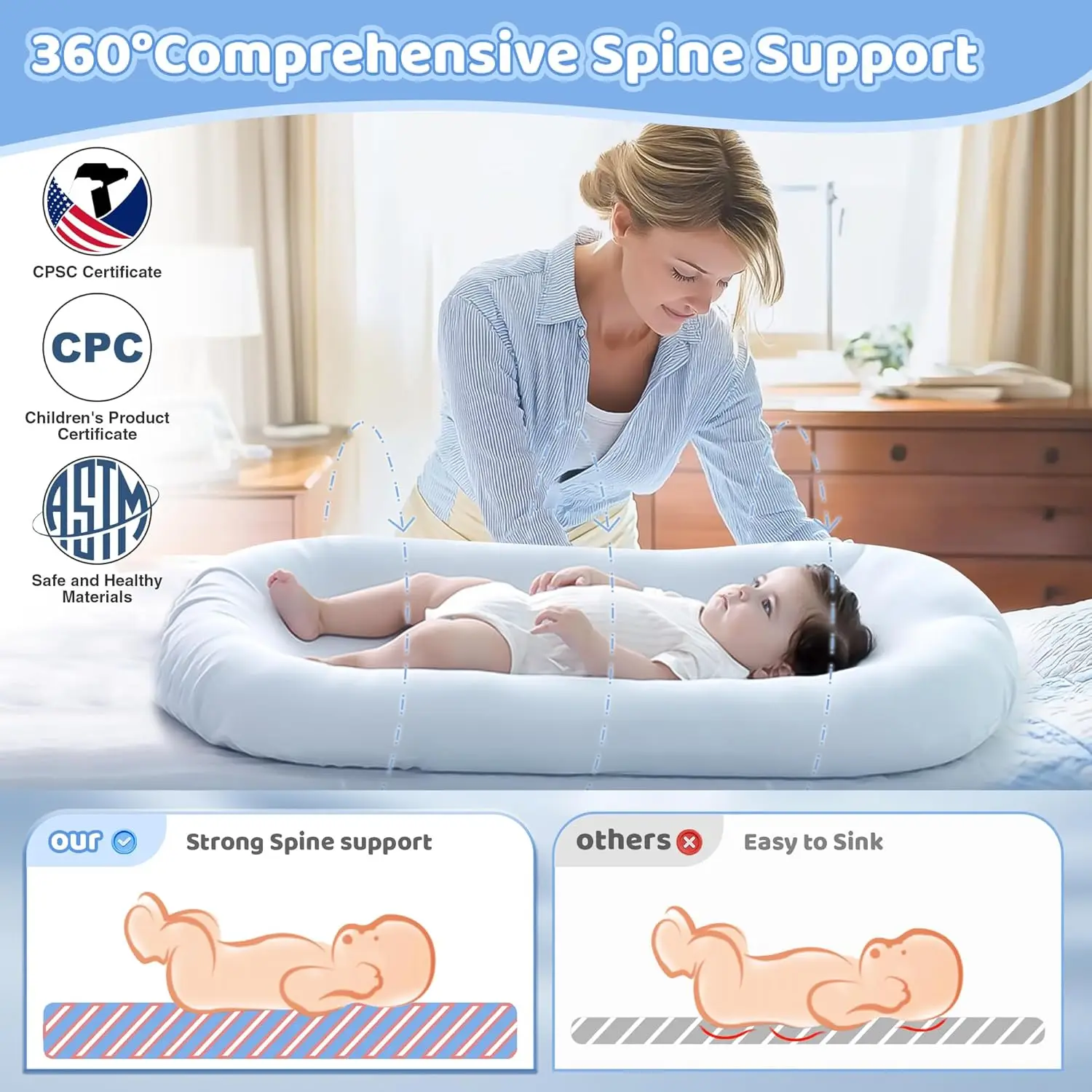 Newborn Folding Sleeping Baby Crib Nest Lounger Portable Bassinet Travel Bed Bassinet Bumper thumbnail 4