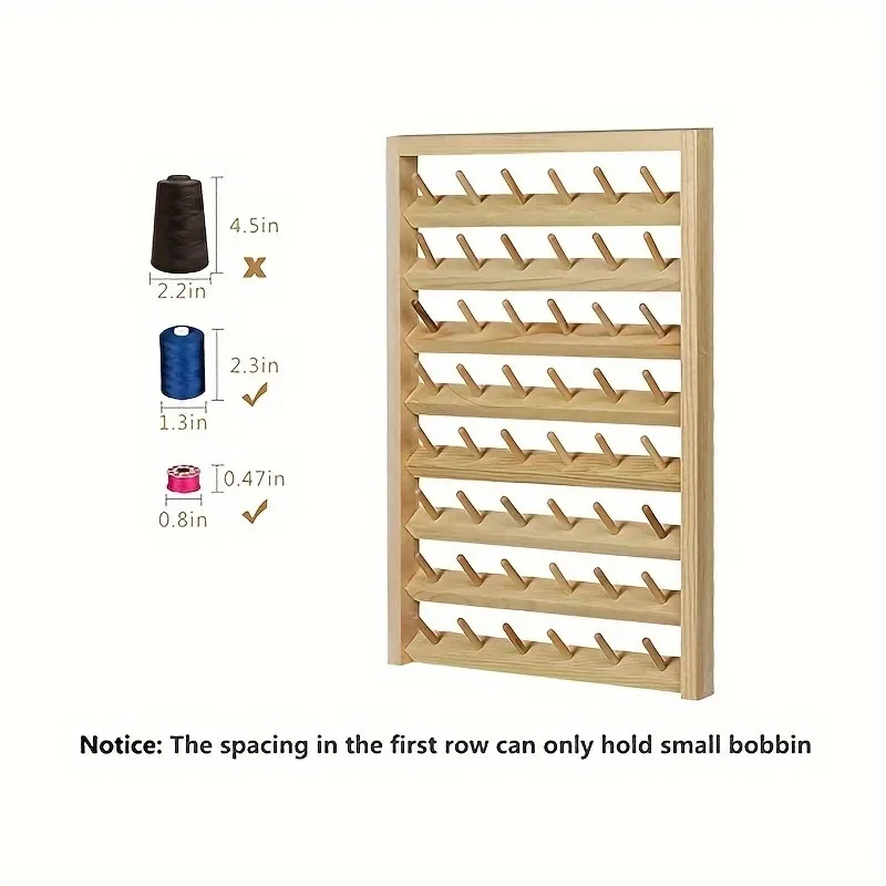 DIY Home Spindle Rack Wall Hanging Wooden Spool Sewing Thread Rack Storage Rack Hair Accessories Wig Display Organizer thumbnail 6