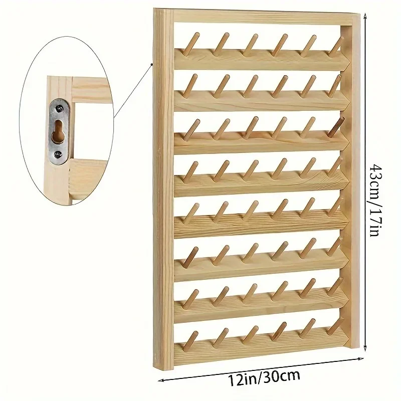 DIY Home Spindle Rack Wall Hanging Wooden Spool Sewing Thread Rack Storage Rack Hair Accessories Wig Display Organizer thumbnail 4