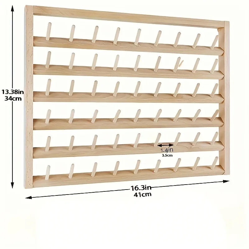 DIY Home Spindle Rack Wall Hanging Wooden Spool Sewing Thread Rack Storage Rack Hair Accessories Wig Display Organizer thumbnail 5