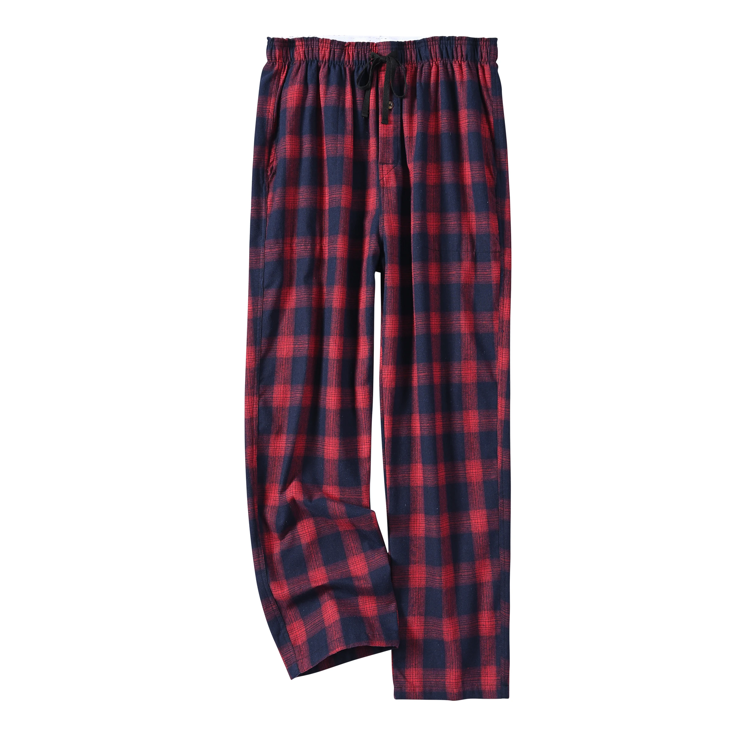 Summer Men's 100% Cotton Plaid Pajama Sleeping Pants, Breathable Long Pajama Pants with Elastic Waist for Homewear Outdoor thumbnail 6