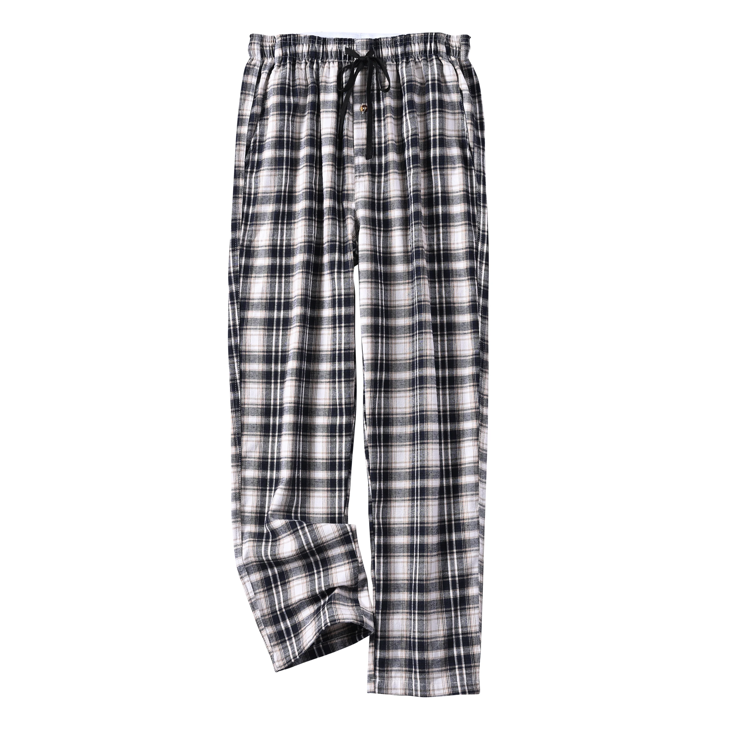 Summer Men's 100% Cotton Plaid Pajama Sleeping Pants, Breathable Long Pajama Pants with Elastic Waist for Homewear Outdoor thumbnail 3