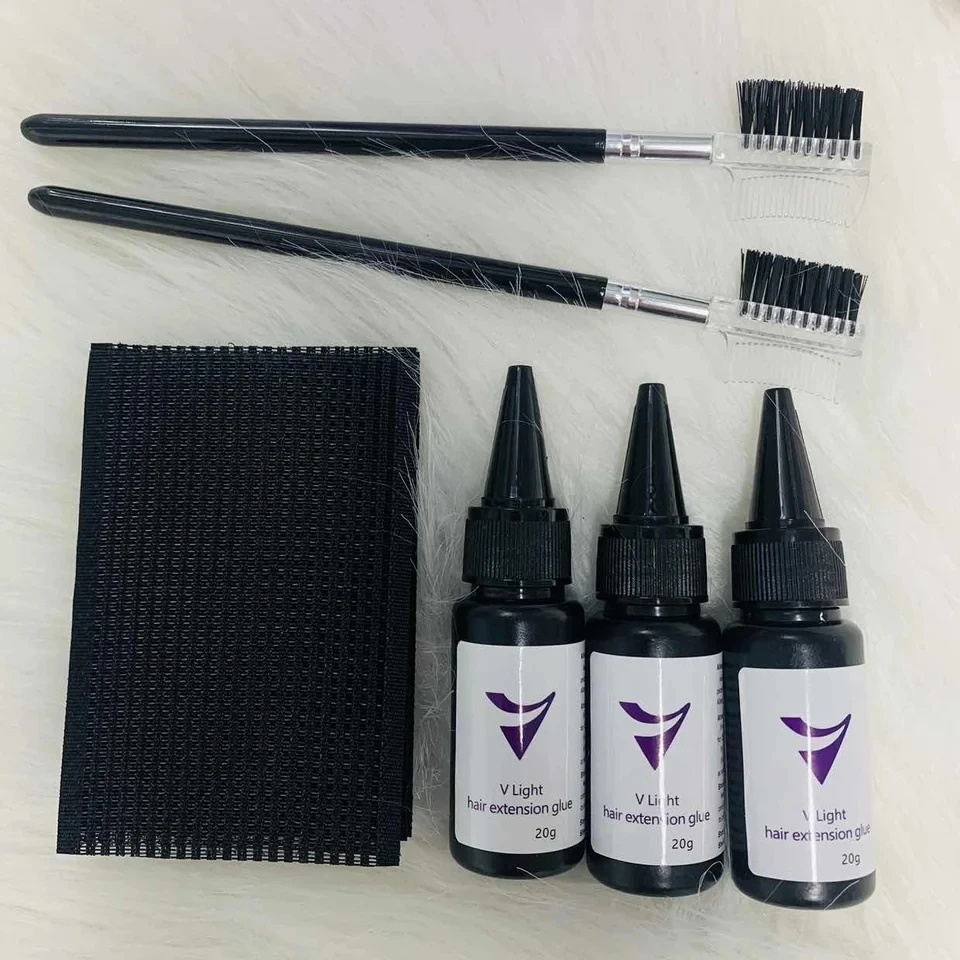 20g V-Light Technology Hair Extension wig glue V-Light transmit Hair Extension glue Set Hair Piece Hair Fast hair extensions