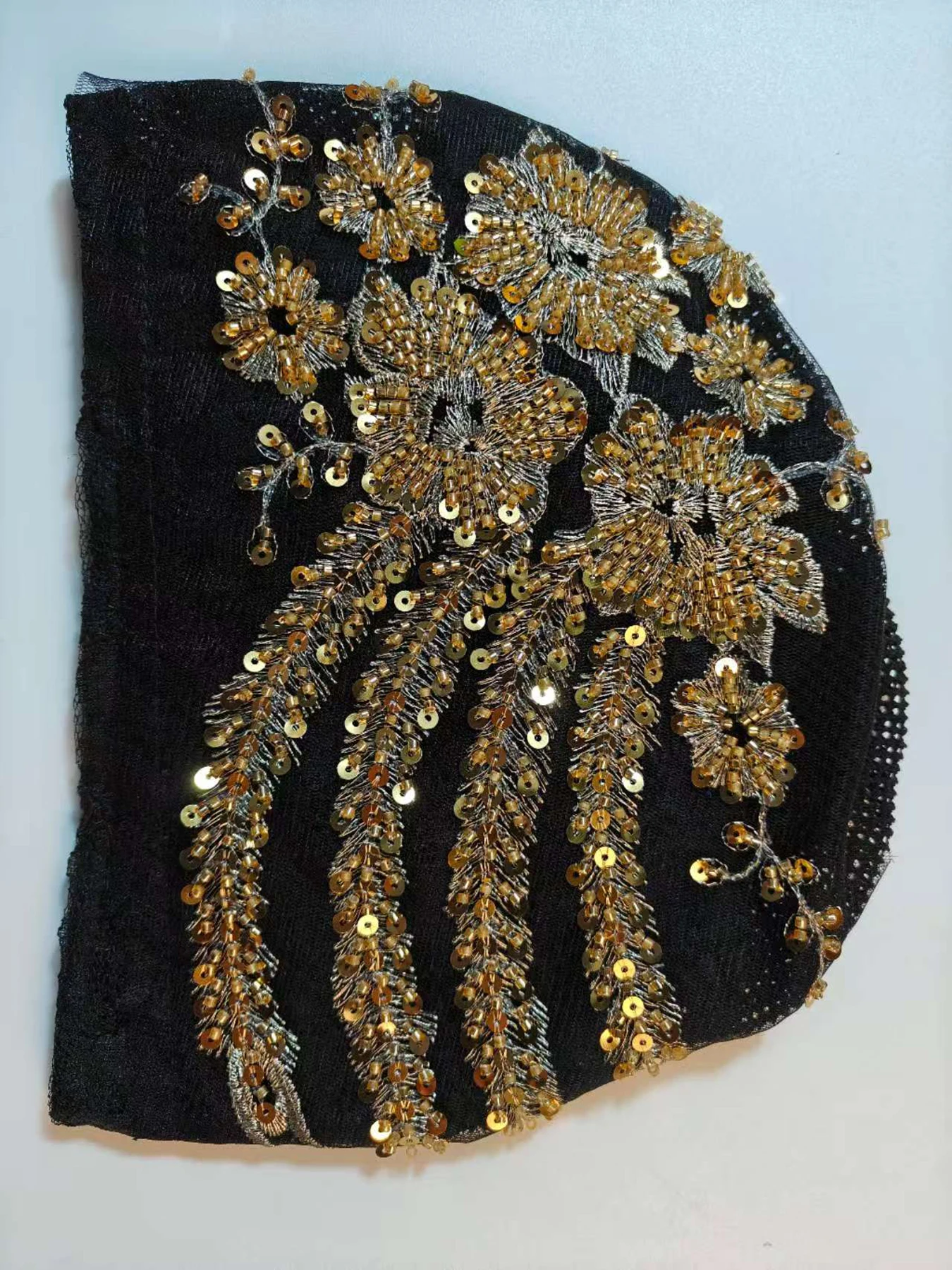 African Female Wrap Head Bonnet Muslim Turban Hat Lady Head Wraps Glitter Luminescence Beading Pleated Turban Cap for Women thumbnail 6