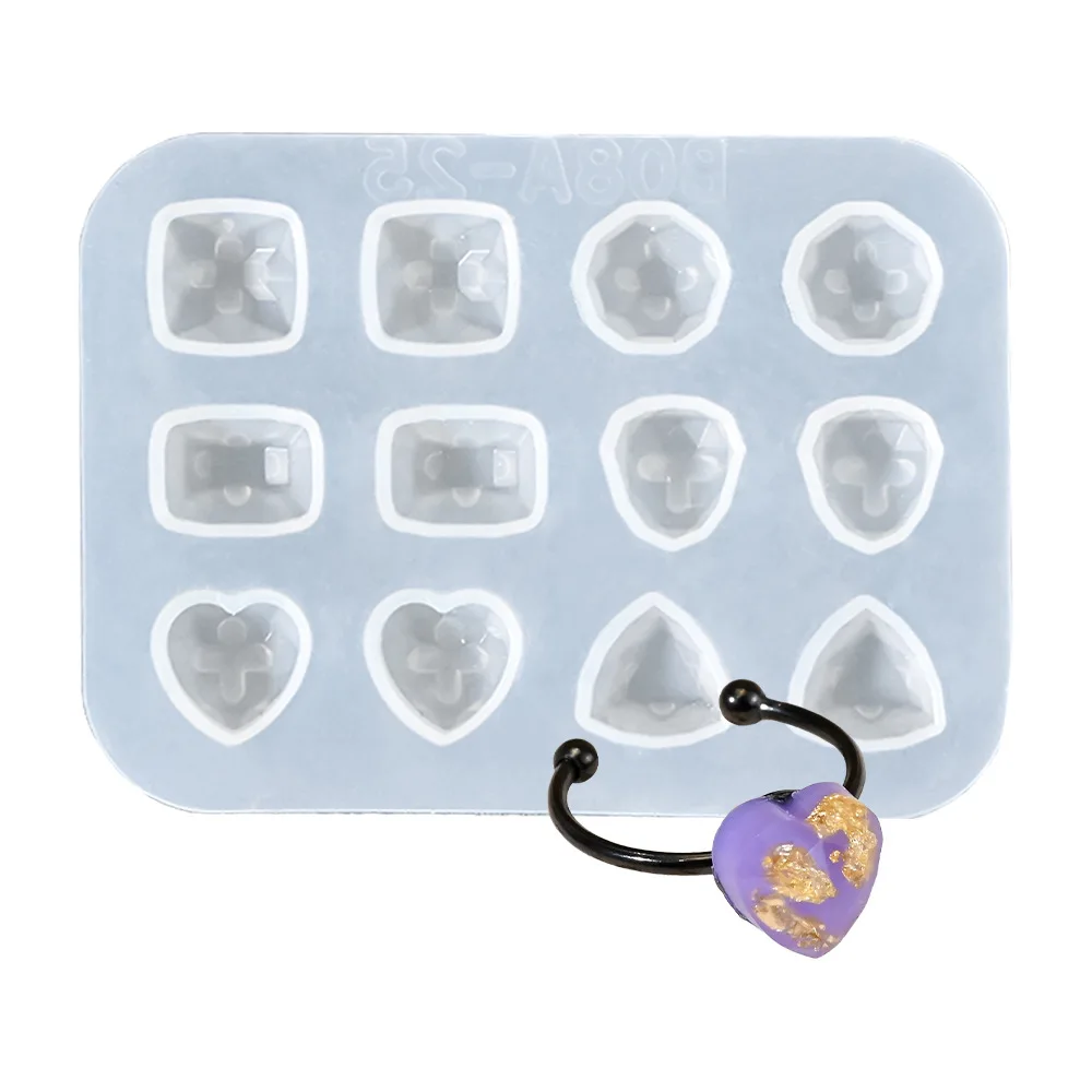 3D Diamond Faceted Rings&Earring Resin Casting Mold DIY Epoxy Jewelry Making Kit with Ear Post Holes Handcrafted Craft Supplies thumbnail 6