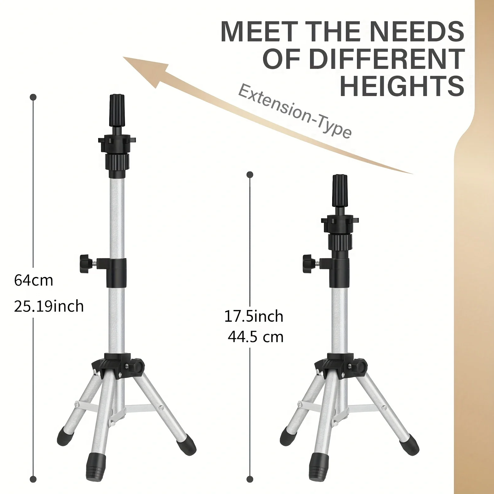 21-24"Training Mannequin Head Canvas Block Head With Adjustable Wig Stand Tripod With Canvas Wig Head Stand Wig Tripod Wig Stand thumbnail 4