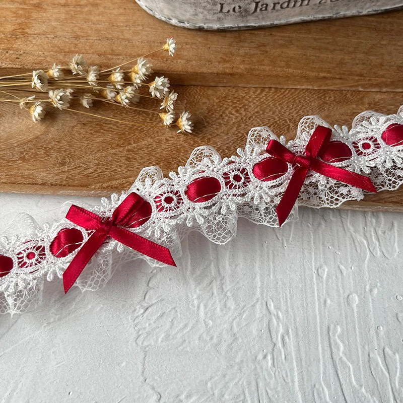 1m Lace Bow Tie Applique Double Layer Lace DIY Handmade Crafts Clothing Skirt Hat Creative felt painting Sewing Accessories thumbnail 2