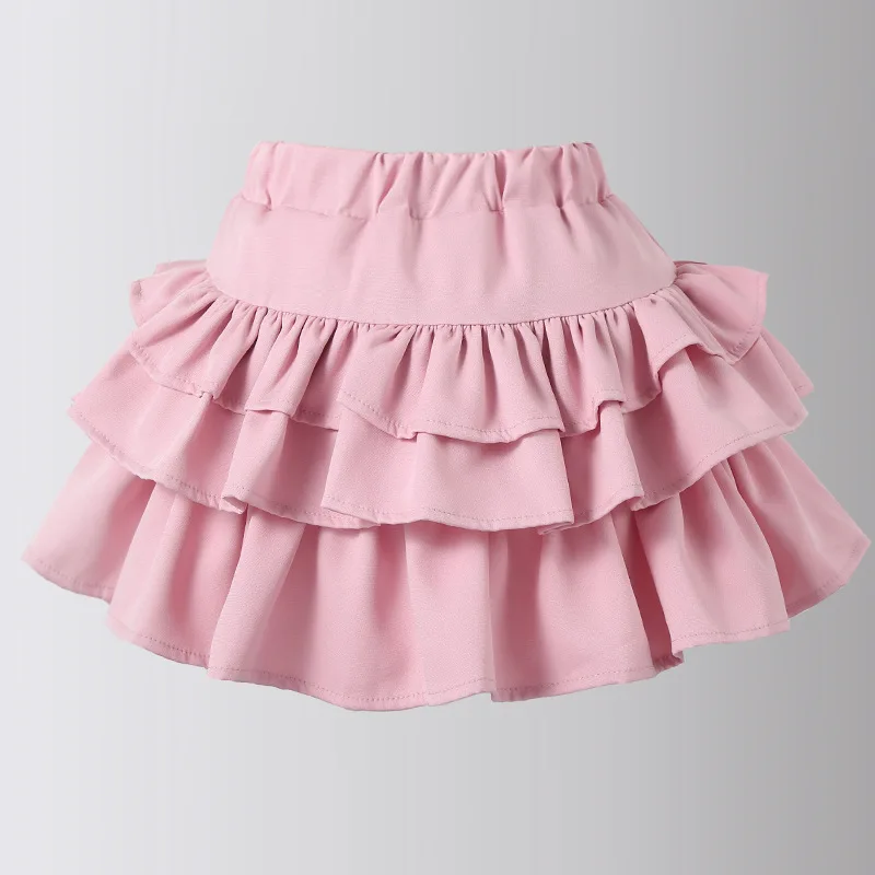 Summer Baby Girls Cake Skirts Solid Elastic Waist Children Girl Pleated Skirts High Quality Preppy Style Junior Girl Dance Skirt thumbnail 2