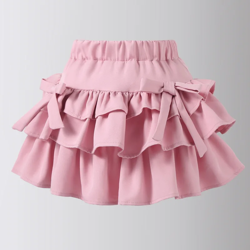 Summer Baby Girls Cake Skirts Solid Elastic Waist Children Girl Pleated Skirts High Quality Preppy Style Junior Girl Dance Skirt