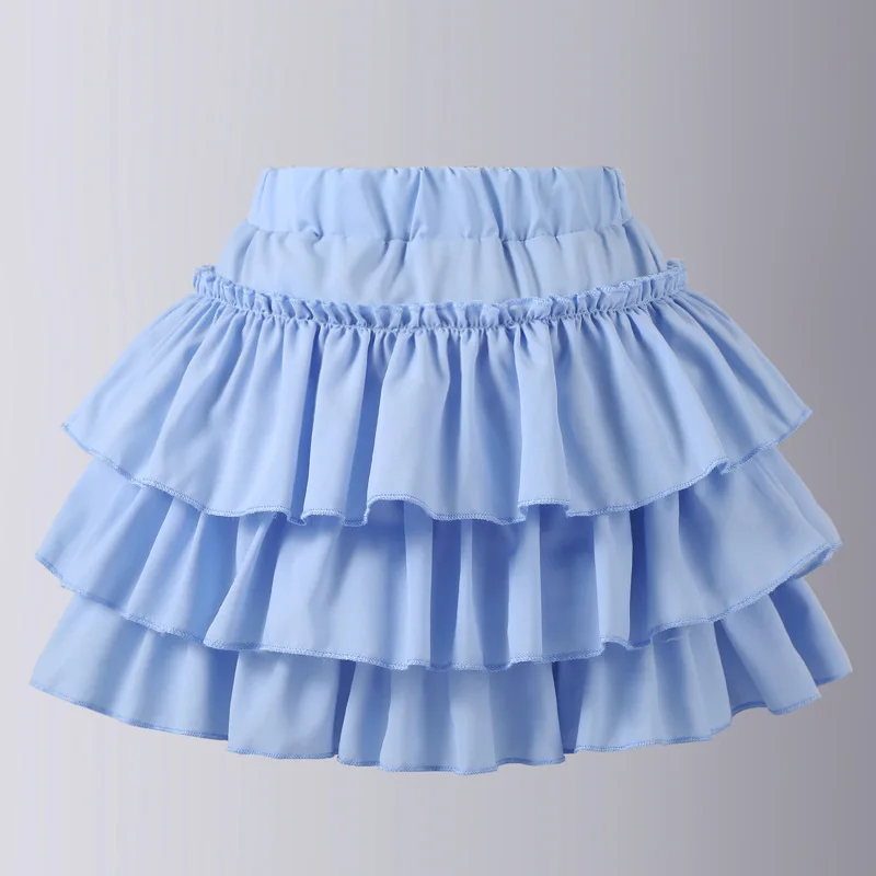 Summer Baby Girls Cake Skirts Solid Elastic Waist Children Girl Pleated Skirts High Quality Preppy Style Junior Girl Dance Skirt thumbnail 6