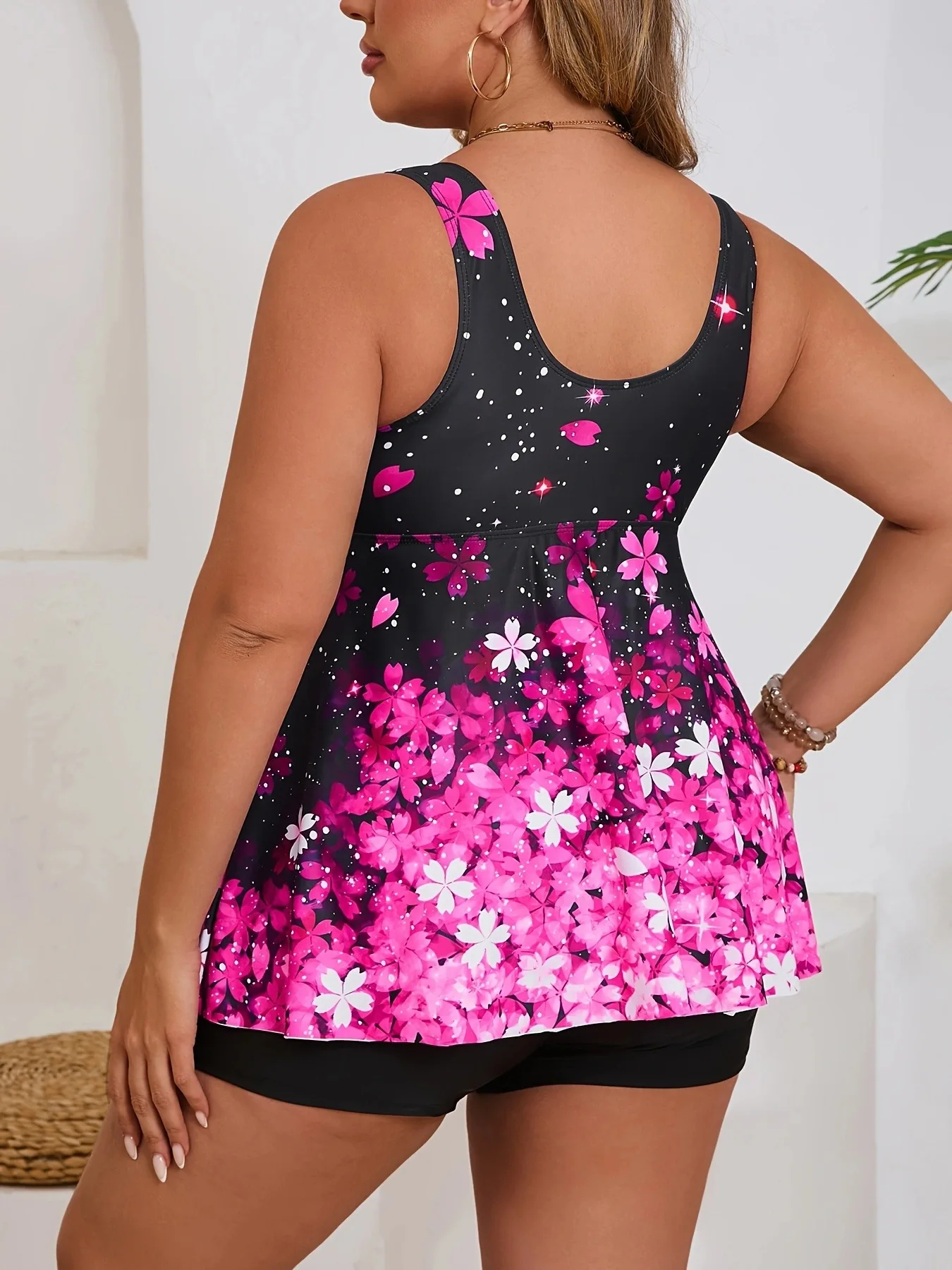 Two Piece Plus Size Tankini Women's Swimsuit 2025 Swimwear Printed Swim Top And Shorts Beach Bathing Suit thumbnail 6