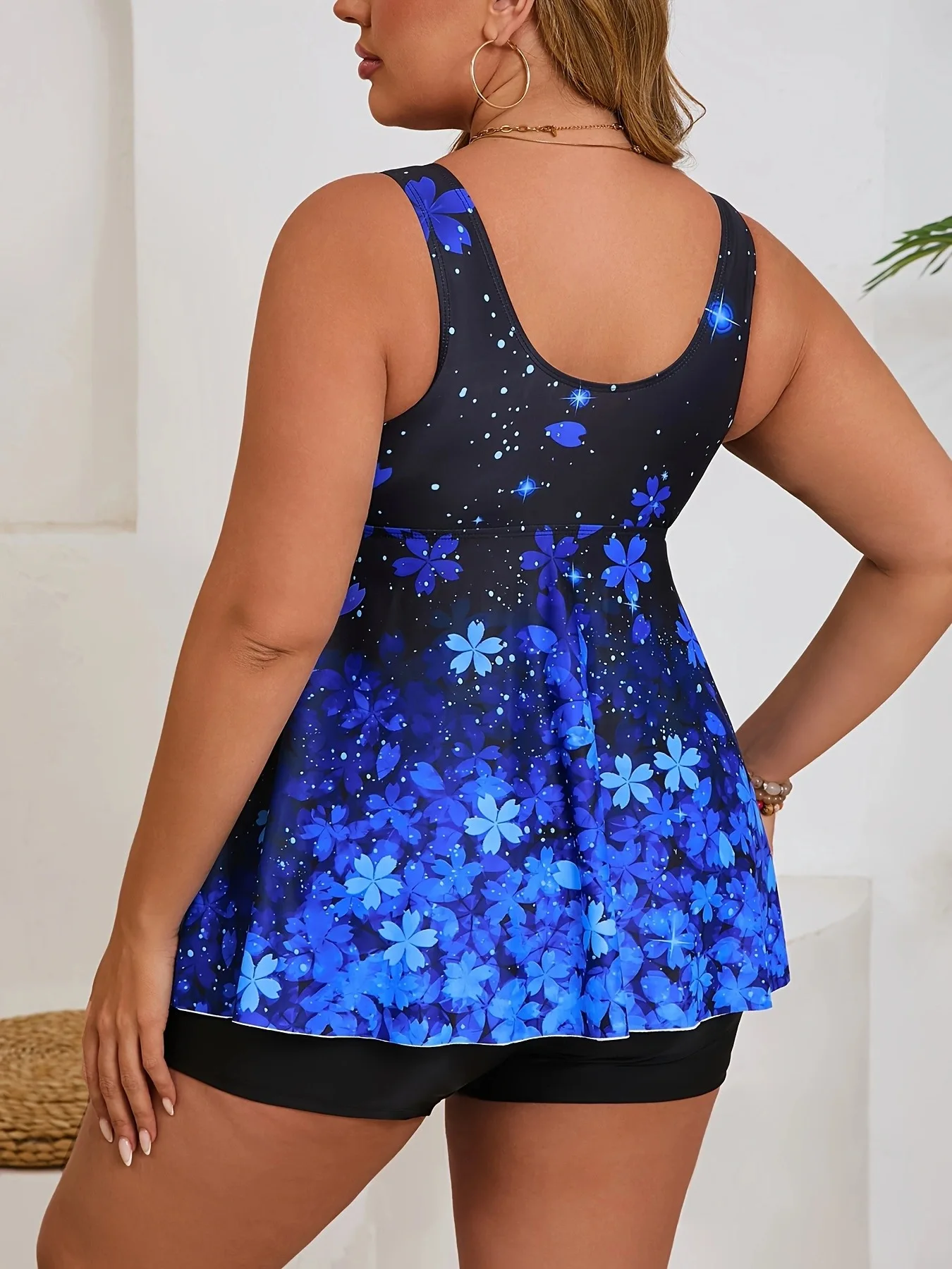 Two Piece Plus Size Tankini Women's Swimsuit 2025 Swimwear Printed Swim Top And Shorts Beach Bathing Suit thumbnail 3