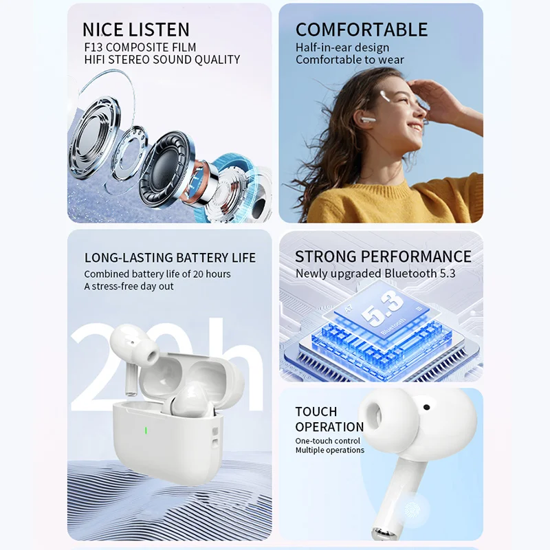 2025 Air Pro Wireless Bluetooth Earphones TWS Headset HiFi Earbuds Noise Reduction Headphones Waterproof For IPHONE Android thumbnail 2