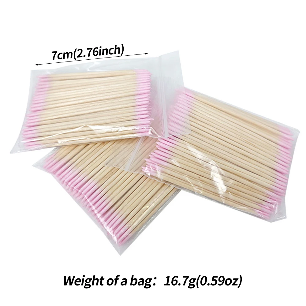 400pcs Pink Double Head Nail Art Cuticle Pusher Remover 7CM Orange Wood Sticks Cotton Swab Clean Tool for Nail Rhinestone Makeup thumbnail 4