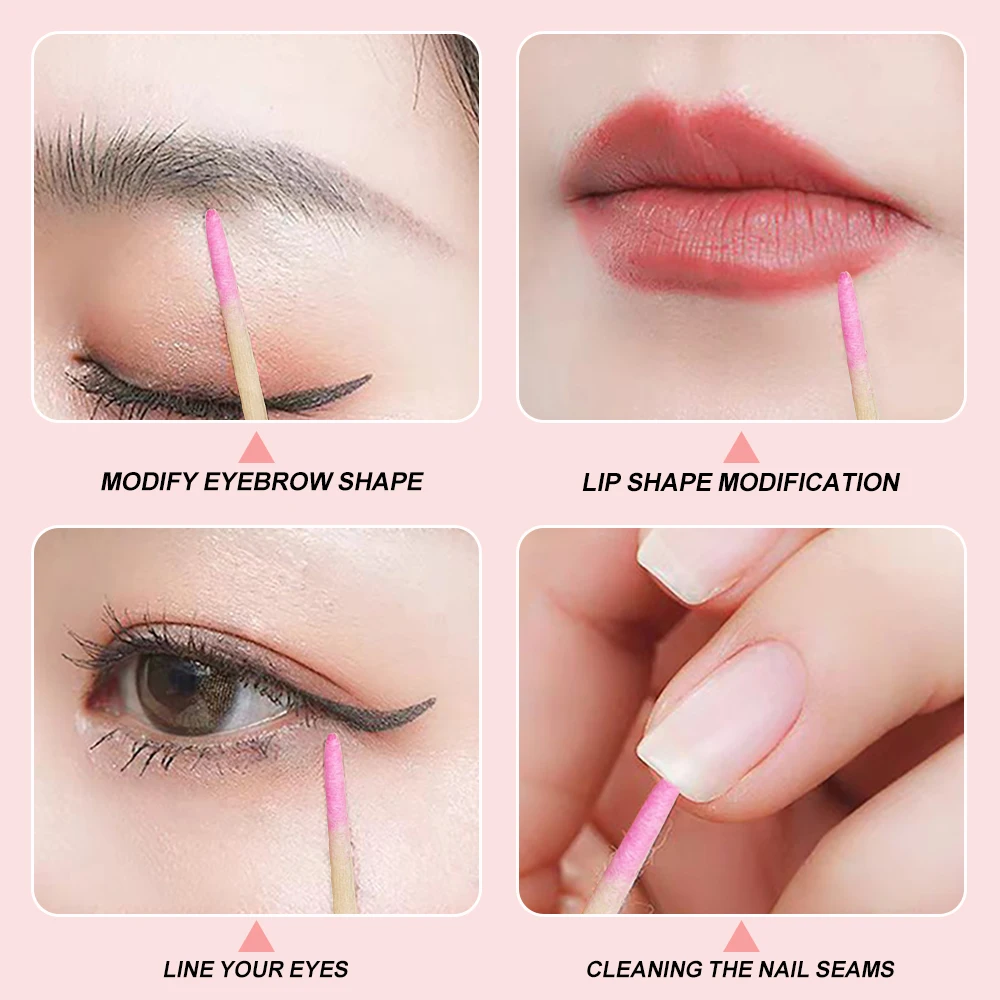400pcs Pink Double Head Nail Art Cuticle Pusher Remover 7CM Orange Wood Sticks Cotton Swab Clean Tool for Nail Rhinestone Makeup thumbnail 5