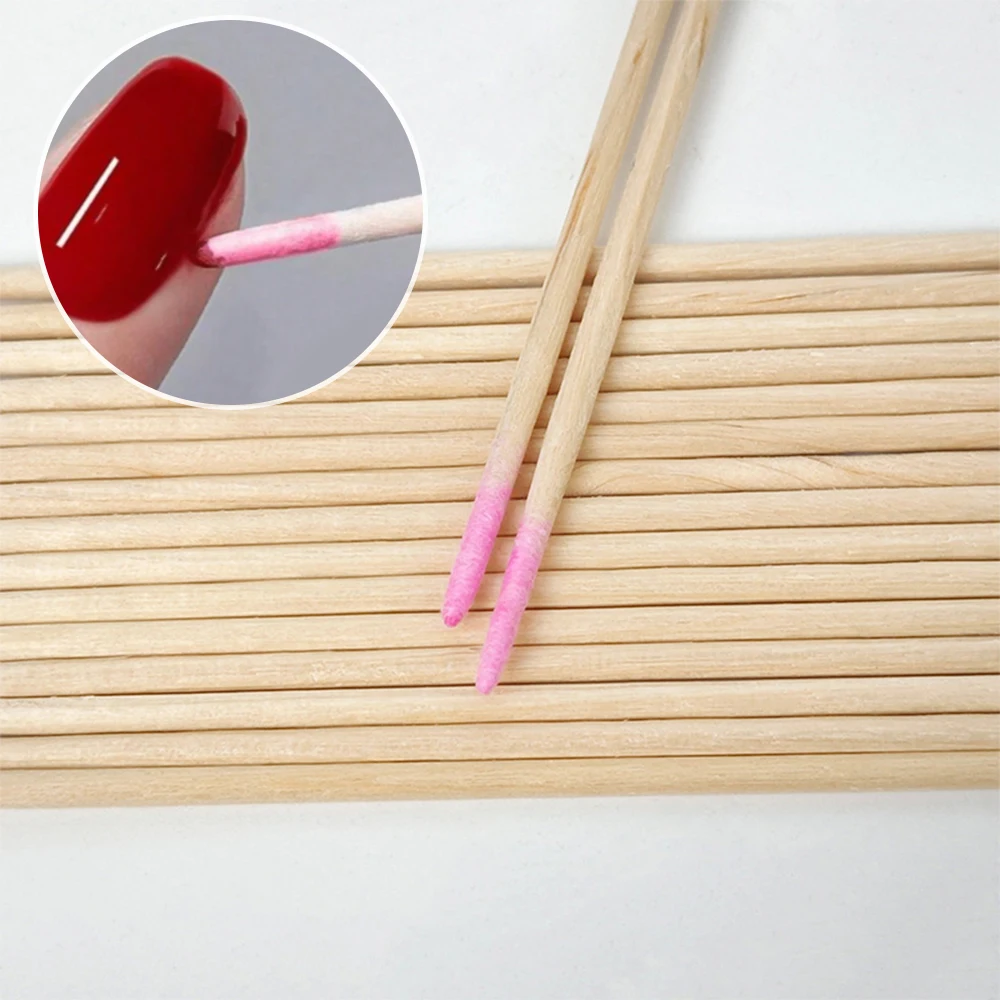 400pcs Pink Double Head Nail Art Cuticle Pusher Remover 7CM Orange Wood Sticks Cotton Swab Clean Tool for Nail Rhinestone Makeup thumbnail 3