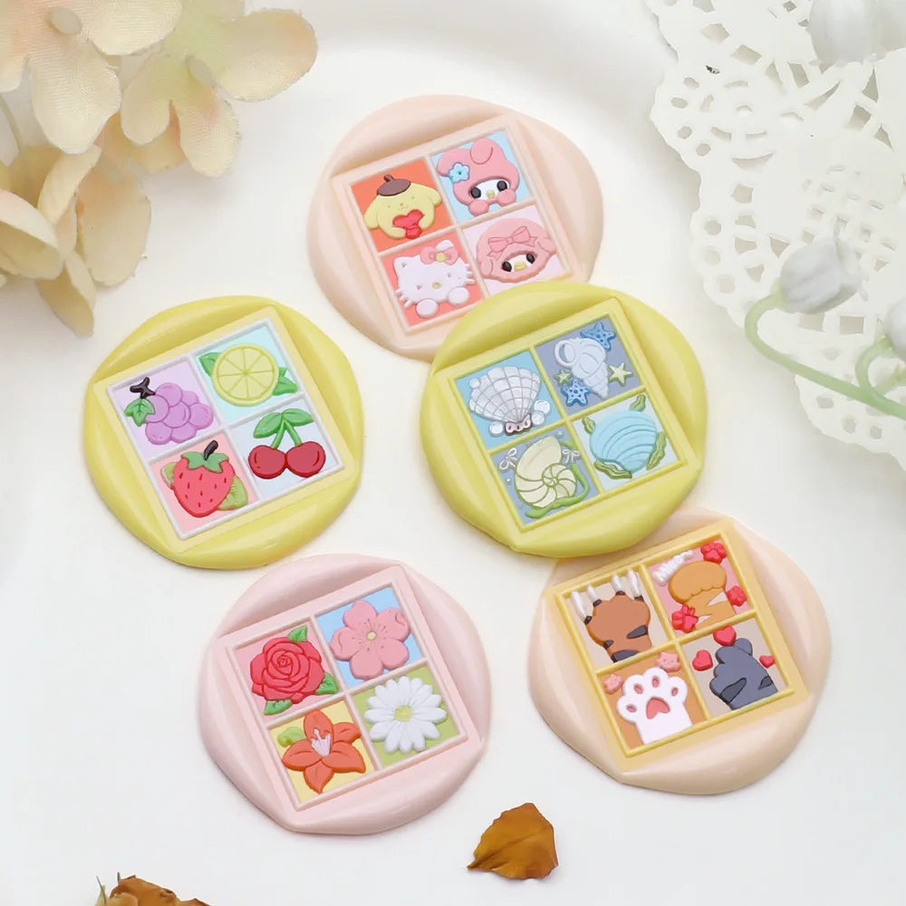 Square 3D Embossed Wax Seal Stamp Desserts/Weather/Shells Vintage Craft Stamp Head For Festival Gift Wrapping Cards Scrapbooking thumbnail 4