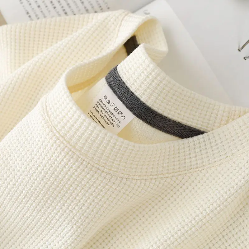 Men's New Summer Waffle Round Neck Short Sleeve T-Shirt Comfortable Breathable Short-Sleeved Top for Casual Wear thumbnail 3