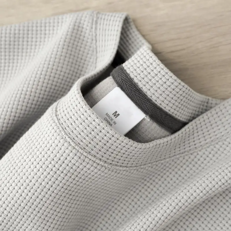 Men's New Summer Waffle Round Neck Short Sleeve T-Shirt Comfortable Breathable Short-Sleeved Top for Casual Wear thumbnail 4