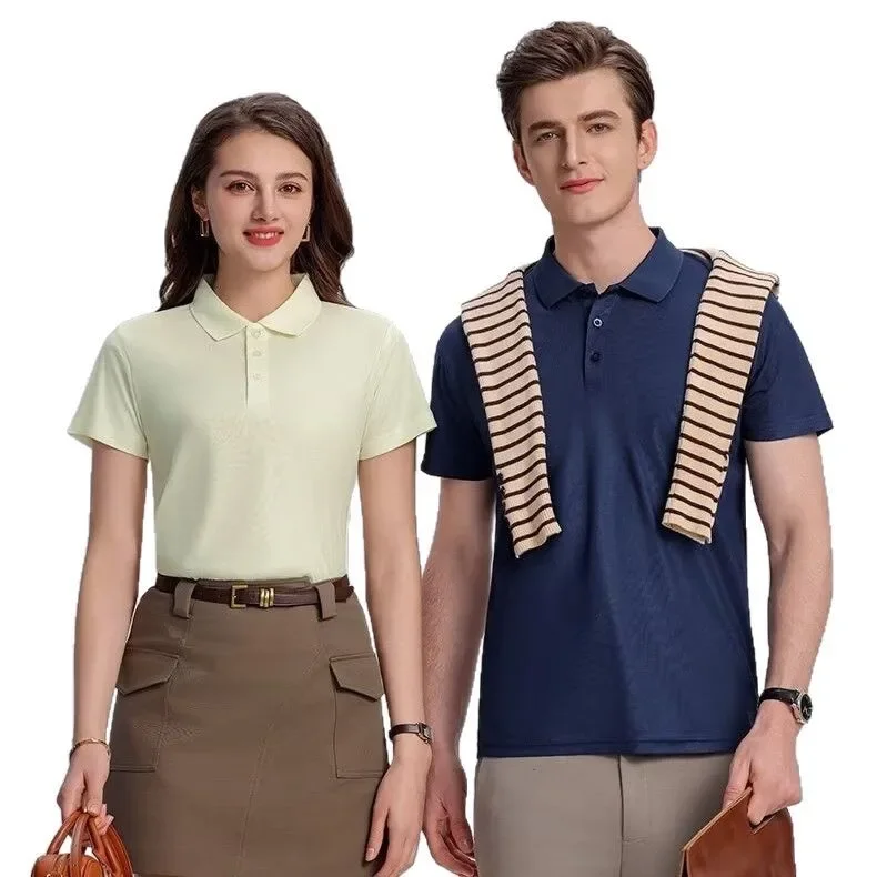 Quick Dry Summer Short Sleeve Polo Shirt Customizable Corporate Logo Printed Pure Color Workwear Breathable Men's Fashion thumbnail 5