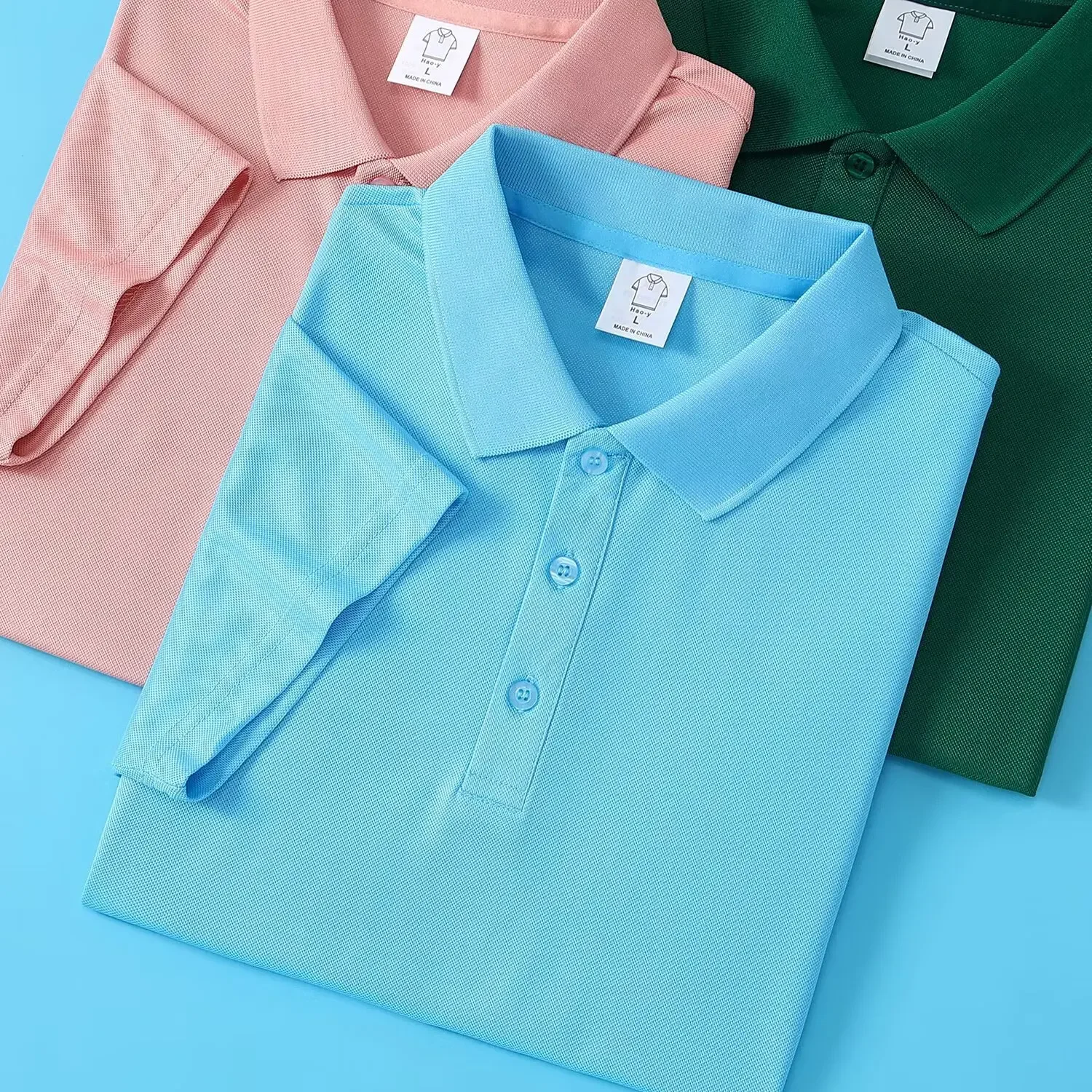 Quick Dry Summer Short Sleeve Polo Shirt Customizable Corporate Logo Printed Pure Color Workwear Breathable Men's Fashion thumbnail 2