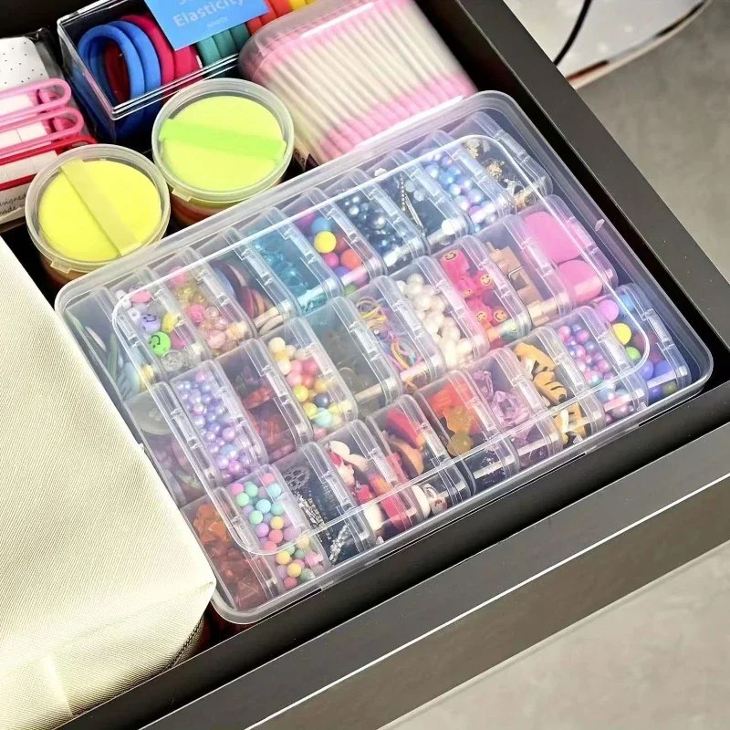Durable Plastic Storage Box, 14/30 Compartments and Small Container - Transparent Jewelry and Small Item Organizer thumbnail 4