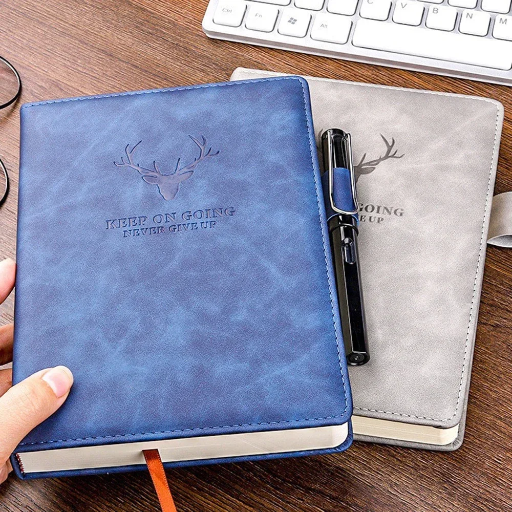 200pages A5 Leather Notebook with Leather Notebook Cover, Personalized Soft Cover and Bookmark, Perfect for Business, Meeting thumbnail 4