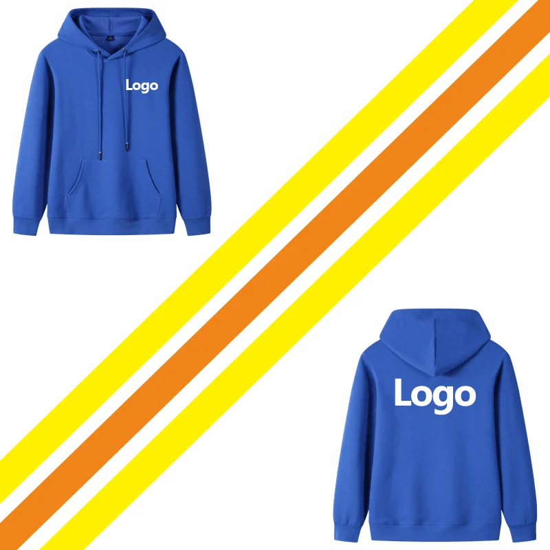Fashion 9 Colors High-Quality Pullovers Custom Logo Printed Personal Group Brand Embroidery Men and Women 100% Cotton Hoodies thumbnail 5