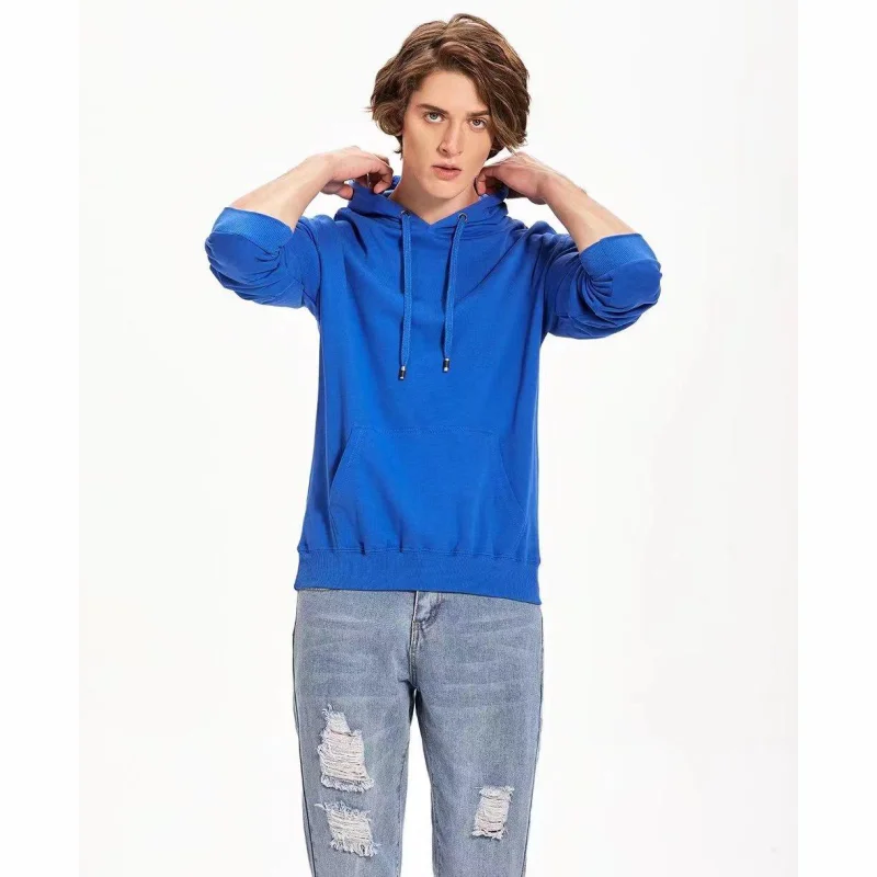 Fashion 9 Colors High-Quality Pullovers Custom Logo Printed Personal Group Brand Embroidery Men and Women 100% Cotton Hoodies thumbnail 6