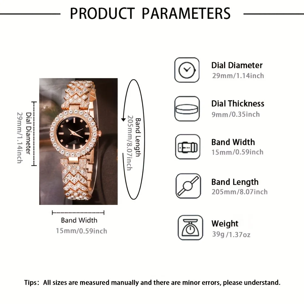 5-piece women's fashionable retro quartz watch and crystal jewelry set thumbnail 4