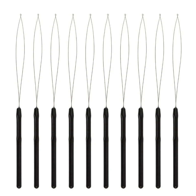 10 pcs Hair Extensions Loop Needle Pulling Hook Tool Needle Threader Loop Tool for Silicone Microlink Beads thumbnail 4