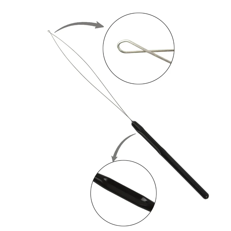 10 pcs Hair Extensions Loop Needle Pulling Hook Tool Needle Threader Loop Tool for Silicone Microlink Beads thumbnail 5
