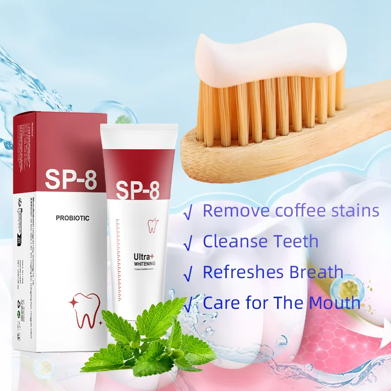 SP-8 Probiotic Toothpaste Toothbrush Set Oral Care Whiten Clean Remove Stains Fresh Breath Prevent Gum Bleeding Periodontitis thumbnail 4