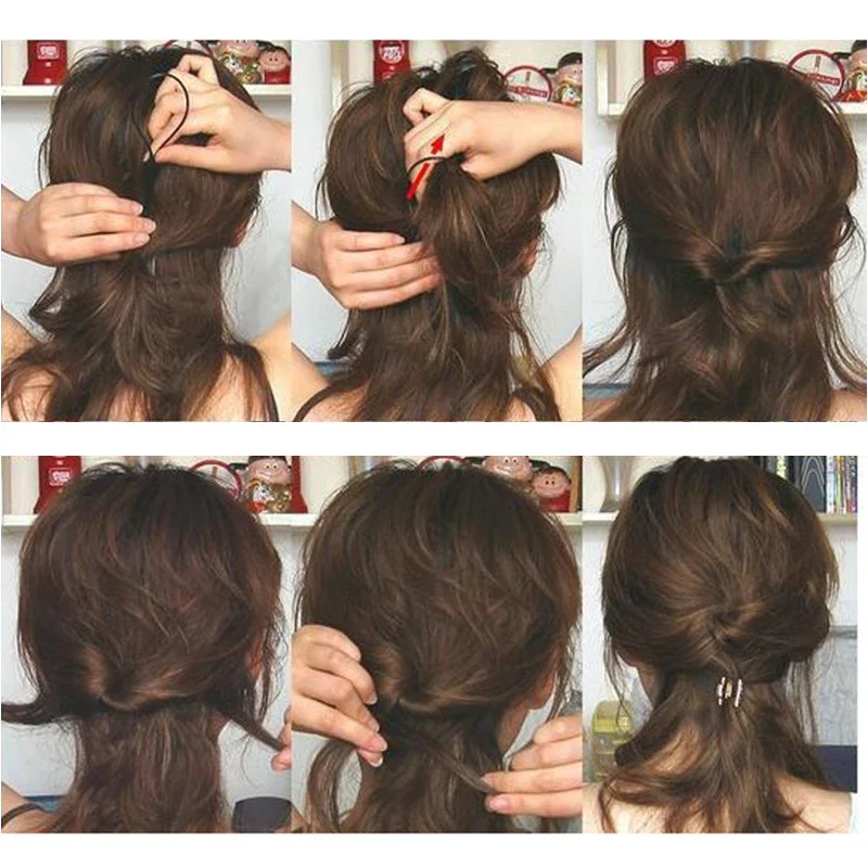 2pcs/S et Ponytail Creator Plastic Loop Black Pony Topsy Tail Clip Hair Accessories Braiding Maker Styling Tool For Women Girls thumbnail 5