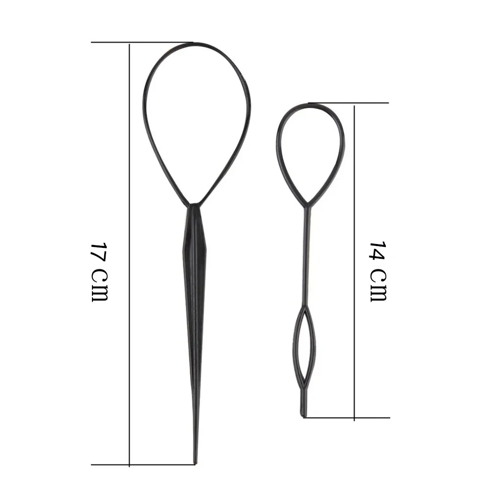 2pcs/S et Ponytail Creator Plastic Loop Black Pony Topsy Tail Clip Hair Accessories Braiding Maker Styling Tool For Women Girls thumbnail 3