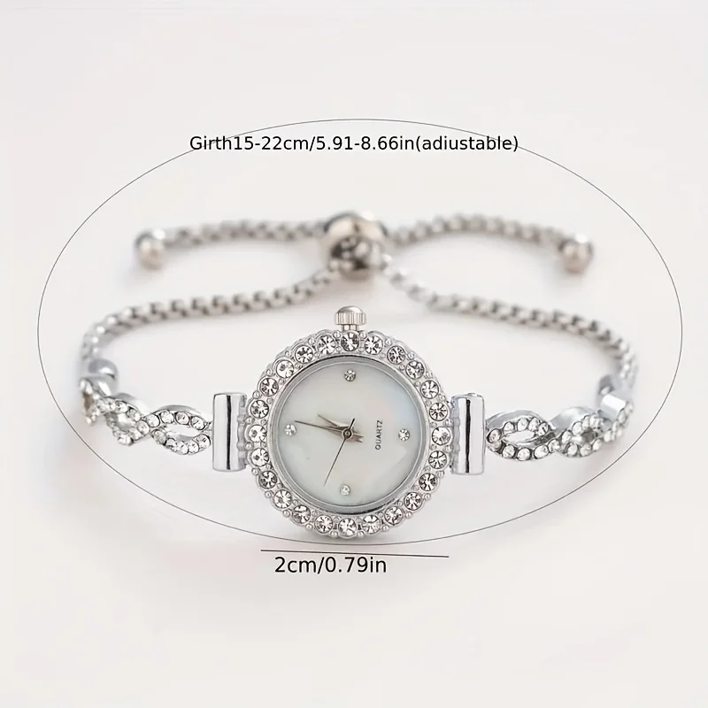 1 piece of women's luxury rhinestone quartz watch, paired with a durable zinc alloy strap thumbnail 4