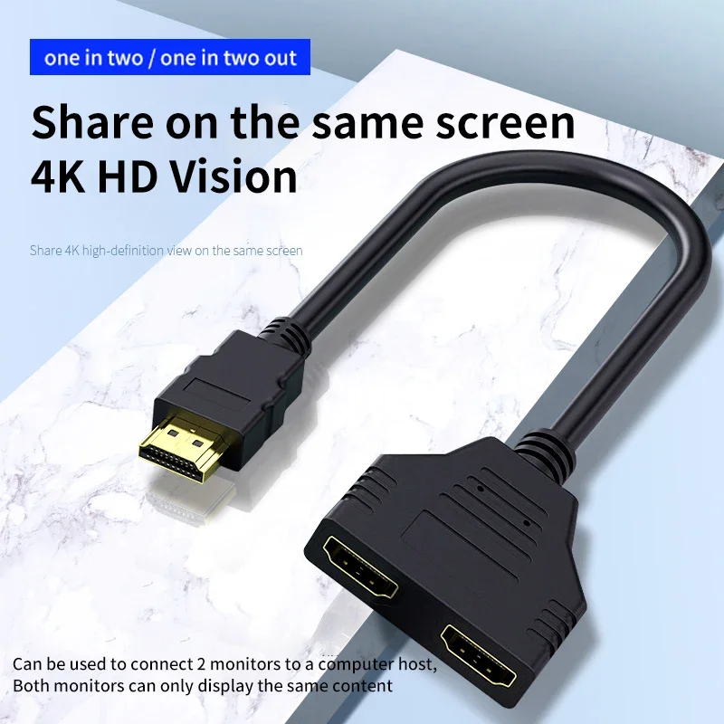 HDMI-Compatible Cable Splitter 1080P 2 Dual Port Y Splitter 1 In 2 Out Cable Adapter For Lcd Tv Box Ps3 Hdmi-Compatible Splitter thumbnail 2
