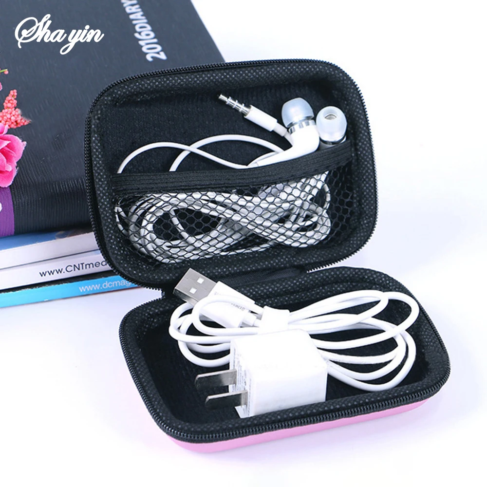 1PC Black Travel Data Cable Storage Bag Phone Cable Headphone Organizer Change Zipper Coin Purse - Compact Portable Cord Holder thumbnail 6