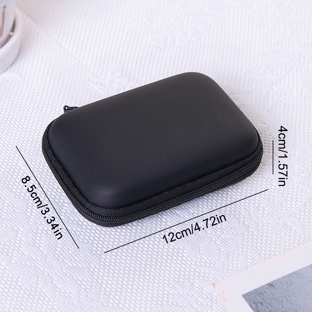 1PC Black Travel Data Cable Storage Bag Phone Cable Headphone Organizer Change Zipper Coin Purse - Compact Portable Cord Holder thumbnail 5
