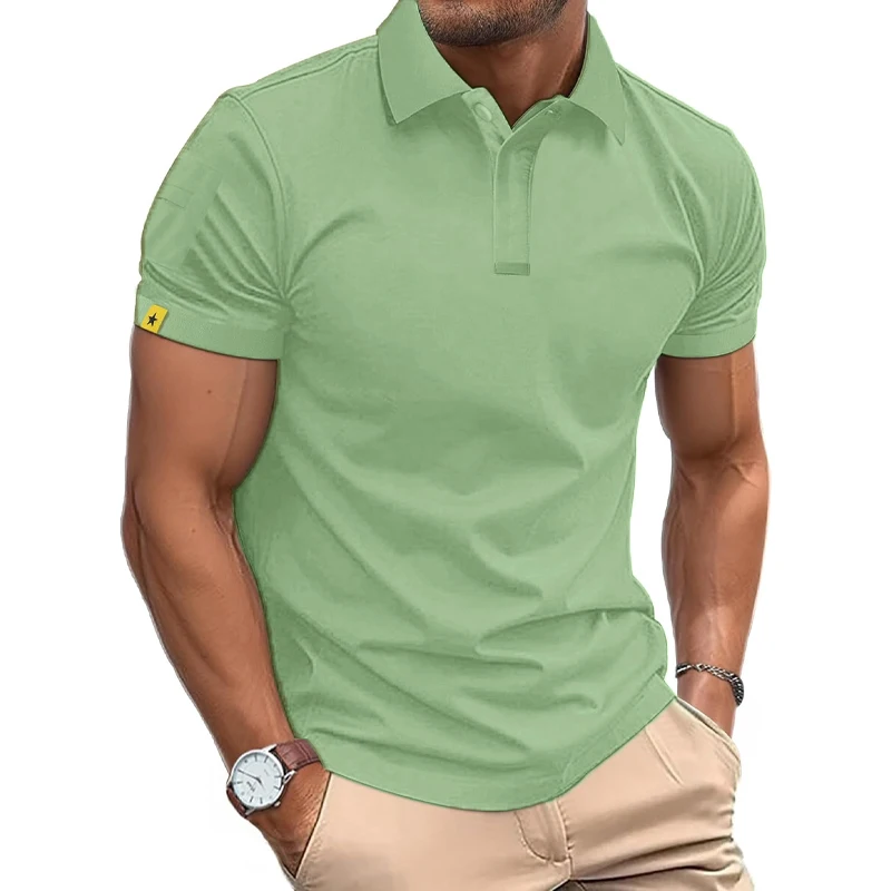 Summer Polo Shirt Men's Short Sleeve Sport T Shirt Casual Business Lightweight Button Streetwear Breathable Tops thumbnail 4