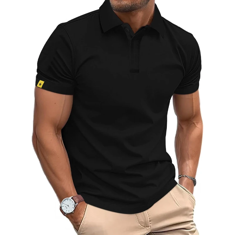 Summer Polo Shirt Men's Short Sleeve Sport T Shirt Casual Business Lightweight Button Streetwear Breathable Tops thumbnail 2