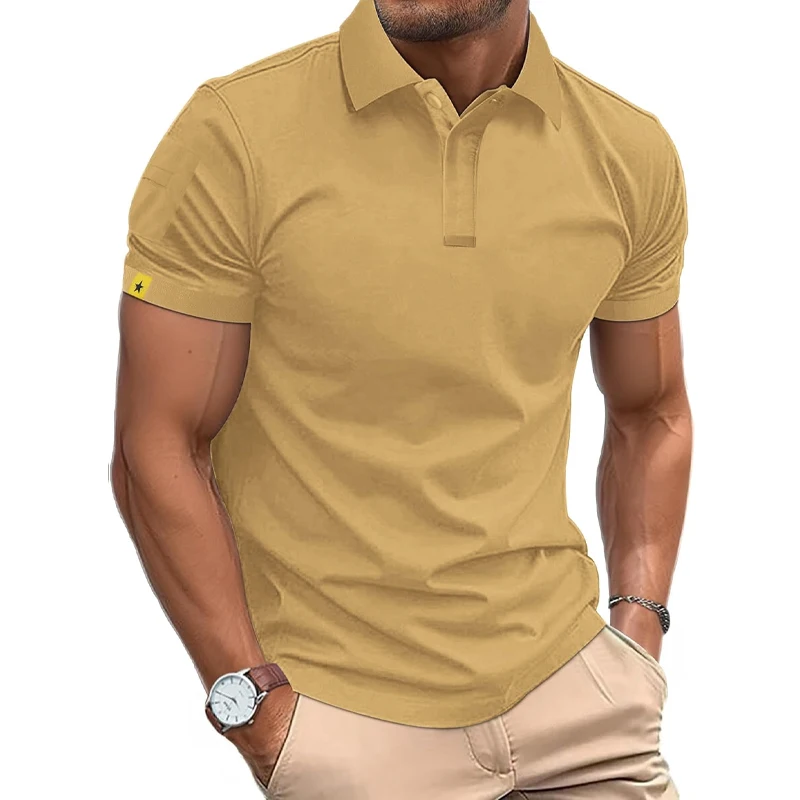 Summer Polo Shirt Men's Short Sleeve Sport T Shirt Casual Business Lightweight Button Streetwear Breathable Tops thumbnail 3