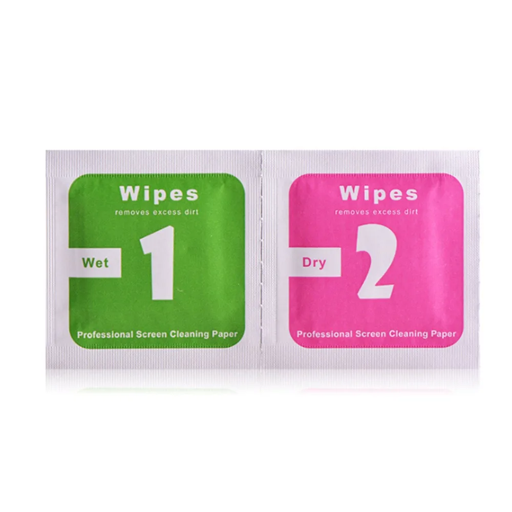 100pcs Tempered Glass Camera Lens Phone Screen Dust Removal Dry Wet Cleaning Wipes Paper tools Set alcohol pack for iPhone thumbnail 3