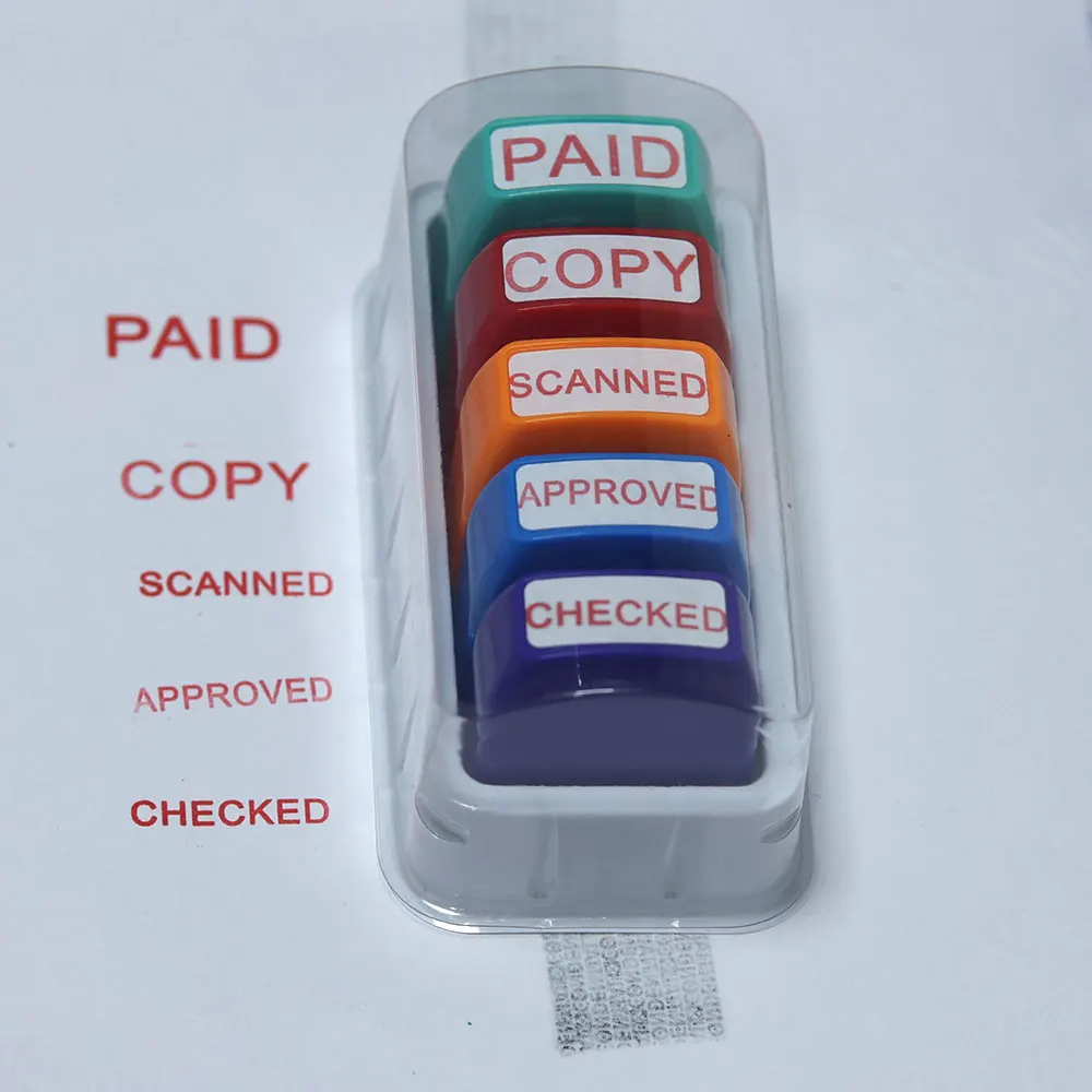 5 sets of financial seal PAID COPY SCANNED APPROVED CHECKED office supplies Financial supplies Clear mark Red mark with storage