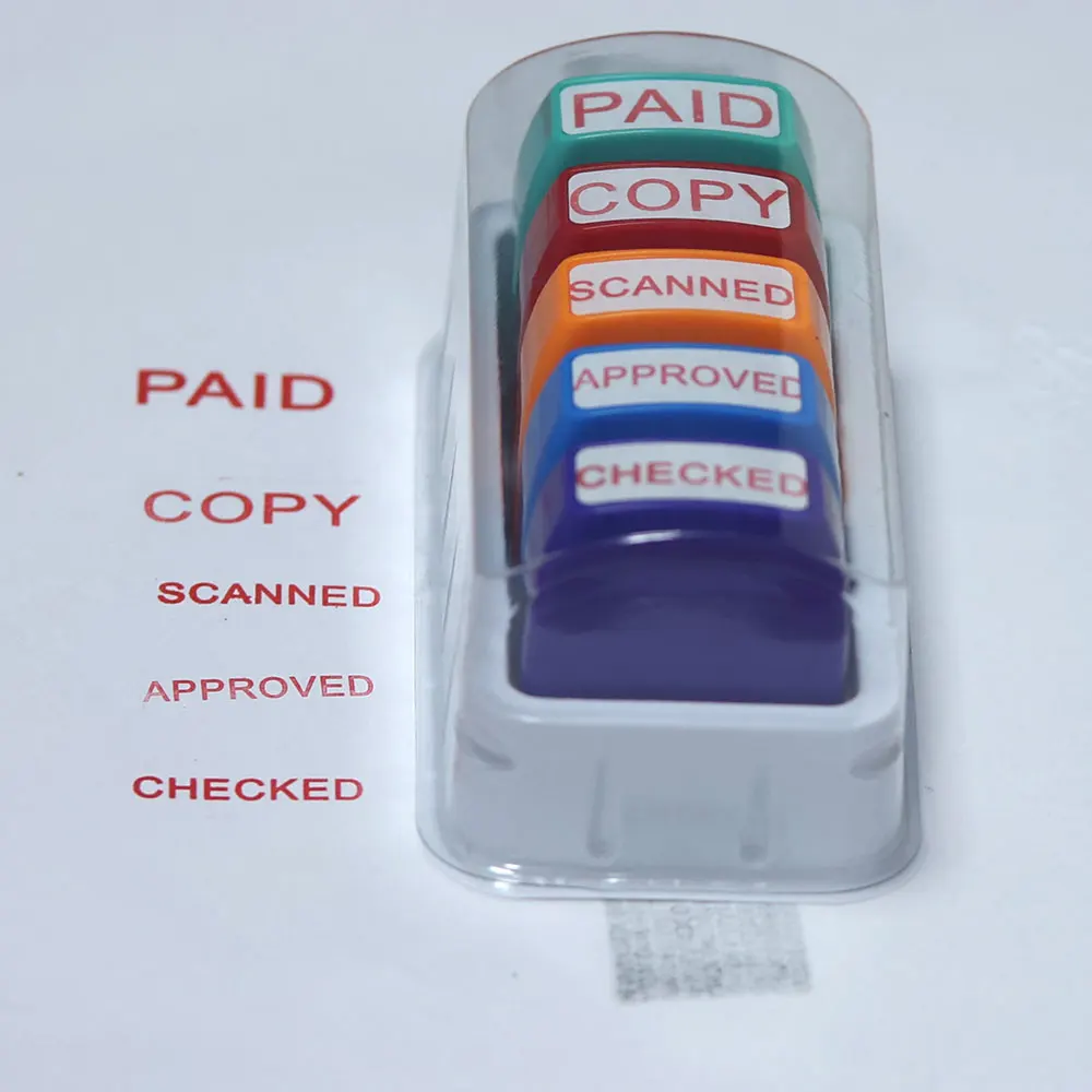 5 sets of financial seal PAID COPY SCANNED APPROVED CHECKED office supplies Financial supplies Clear mark Red mark with storage thumbnail 4